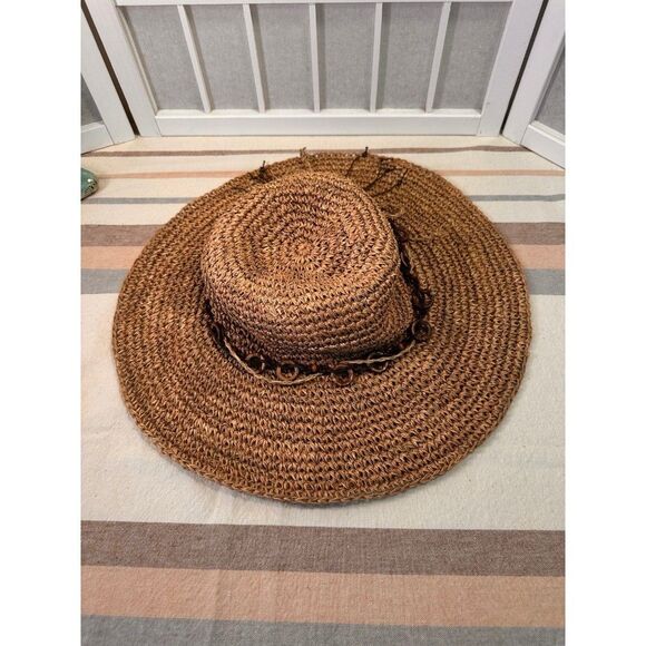 TROPICAL TRENDS Bohemian Seagrass Straw Floppy Sun Hat - Picture 8 of 10